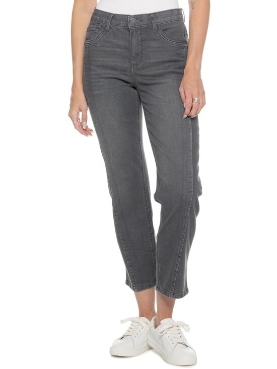 Democracy Denim - Democracy Grey AbSolution Seamed Straight Jeans - High Rise